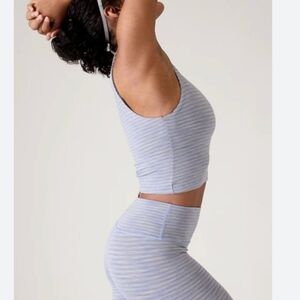 Athleta Set: Blue Transcend High Rise 7/8 Tight Leggings & V-Neck Crop Bra S/P